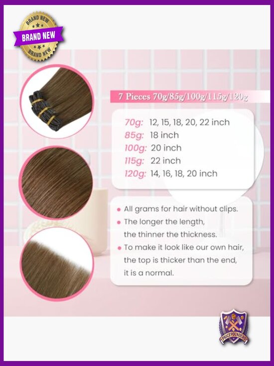 18 Inch Clip In Hair Extensions Real Human Hair 75g 7pcs 16 Clips main image 5